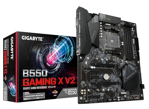 GIGABYTE B550 Gaming X V2 Mainboard – AMD Ryzen 5000 CPUs, 10+3 Phasen VRM, bis zu 4733 MHz DDR4, 1xPCIe 4.0 + 1xPCIe 3.0 M.2, 1GbE LAN, USB 3.2 Gen 2