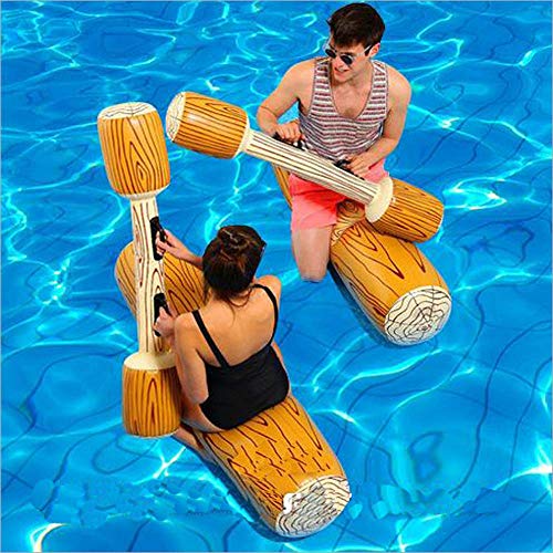 LONEEDY 2 Stück gesetzte aufblasbare Schwimm Reihe Spielwaren, Erwachsene -Pool-Party Wassersportspiele Lügen Flöße Float Spielzeug (Gelb)