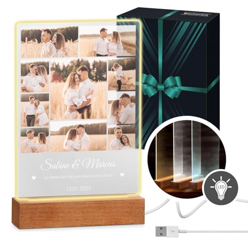 Maverton beleuchteter LED-Rahmen - personalisiertes Acryl Glasbild mit Foto - Fotorahmen mit LED-Beleuchtung - LED Acrylglas Fotogeschenk für Frau Mann Paar - Größe: L/XL - Liebespaar