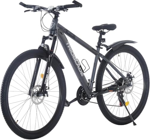 KernGut Mountainbike 24/26/27.5/29 Zoll, 21-Gang Schaltung, Mountain Bike mit Doppelscheibenbremse, Vordere Federung (Grau, 27.5 Zoll)