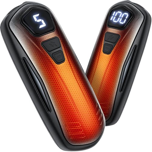 Handwärmer Elektrisch 2er Set,Taschenwärmer Wiederverwendbar mit 6000mAh,5 Stufen Heizung,Tragbarer USB Handwärmer Aufladbar,Hand Warmers Outdoor Camping Heizung Geschenk für Frauen Männer (Schwarz)