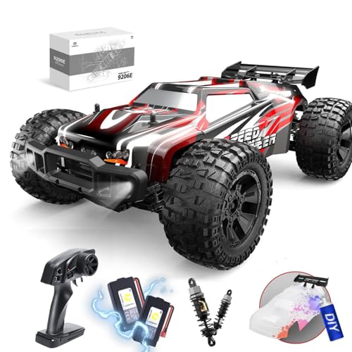 DEERC 9206E RC Ferngesteuertes Auto mit 48 km/h High Speed, 4WD 1:10 CAR Off-Road 2.4GHz Funkfernsteuerung Monstertruck Buggy,2 Akku Lange Laufzeit,Crawler Spielzeug Rennwagen für Kinder Erwachsene