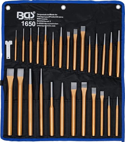 BGS 1650 | Meißel- und Durchschläger-Satz | 28-tlg. | CV-Stahl | Körner | Durchtreiber