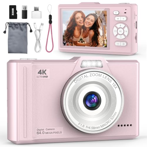 QIVORO Digitalkamera 4K 64MP Fotokamera 18X Digitalzoom Vlogging kamera | Fotoapparat Kompaktkamera mit 2,8