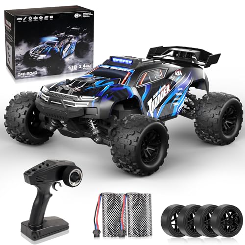 BAZADER Ferngesteuertes Auto Remote Control Car 1:18 RC Auto 40 Km/H 2,4 Ghz 4wd All Terrains RC Truck für Kinder-2 Batterien 2.4GHz All Terrain Auto Spielzeug Ferngesteuertes Auto ab 4 6 8 10 Jahre