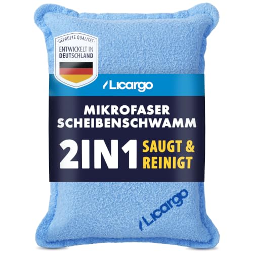 LICARGO Mikrofaser Scheibenschwamm Auto [2in1] – Beschlagene Autoscheiben innen in Sekunden frei, streifenfrei & fusselfrei – Autoschwamm Zubehör, Antibeschlag Schwamm Auto