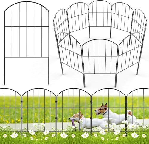 WELDUN Gartenzaun 10 Stücke Metall Zaunelemente Dekoration Zaun für den Garten 320 cm (L) x 61 cm (H), Gitterzaun Set Oberbogen Zaun für Hunde