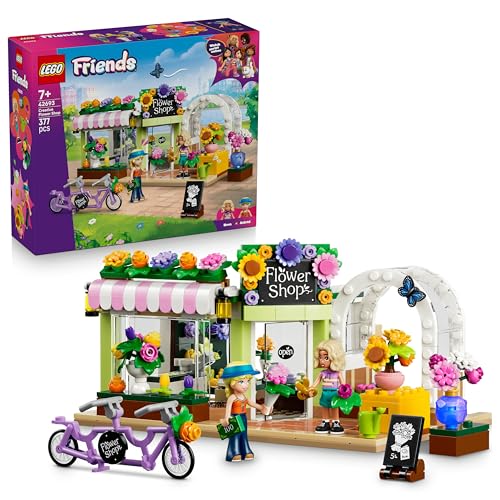 LEGO Friends Kreativer Blumenladen - Miniatur Spielset mit Kunstblumen, Vasen & Blumensträußen, 2 Minifiguren, Fahrrad & Zubehör - Kinderzimmer Deko - Geschenkidee für Mädchen ab 7 Jahren - 42693