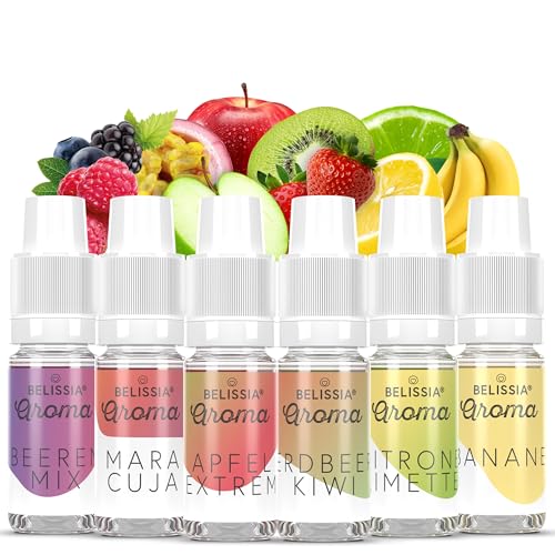 Belissia Lebensmittelaroma - Hochdosiertes Lebensmittel Aroma 10ml. Zur Verwendung in Lebensmitteln & Getränken für Vernebler, Nebelmaschinen, Diffuser uvm. Set - Exotische Früchte