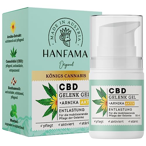 HANFAMA® CBD Arnika Gel - 100% Natürliches Cannabis Massagegel für Gelenke und Muskelentspannung mit Menthol - Dermatologisch Getestet, 50ml