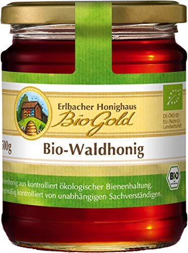 Bio-Waldhonig Erlbacher Honighaus BioGold 500g flüssig – Kräftig, dunkler Waldhonig aus ökologischer Bienenhaltung (1 x 500g)