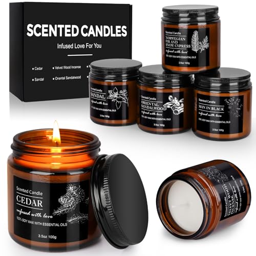 Candle Duftkerzen im Glas – Weihnachten Duftkerzen Geschenkset für Männer aus 6 Düft Kerze, Je Bis zu 20 Stunden Brenndauer 100 g Sojawachs Duftkerze Set kleine Geschenke für Männer Weihnachten