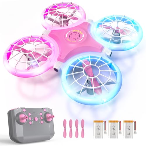 Mini Drohne für Kinder,RC Flugzeug Drone Spielzeug ab 6+ Jahre,Quadrocopter mit LED Lichter,3 Akkus,Indoor & Outdoor Weihnachten Geburtstags Geschenke für Jungen und Mädchen