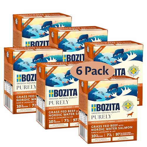 Bozita Purely Paté Adult Lachs – 370g – getreidefreies Nassfutter in der Dose für Hunde – mit 11 % Protein & 6 % Fett – für alle Hundegrößen & Aktivitätslevel – ohne Zucker & künstliche Zusätze