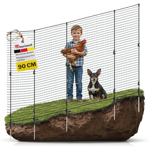 horizont Mobiler Hundezaun Flex 15m x 90cm, mit 9 separaten Pfählen