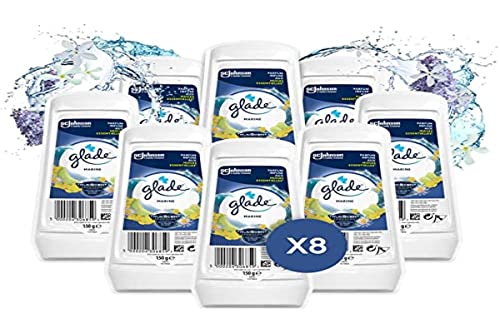 Glade (Brise) Duftgel Lufterfrischer, für Frische in allen Räumen sowie Schränken, bis zu 30 Tage Duft, Ocean Adventure, 8er Pack, 8x150 g