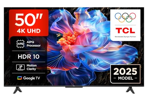 TCL 50V6C 50 Zoll Direct LED TV, 4K HDR Fernseher, Smart TV mithilfe von Google TV (Dolby Audio, Motion Clarity, Kompatibel mit Google Assistant)