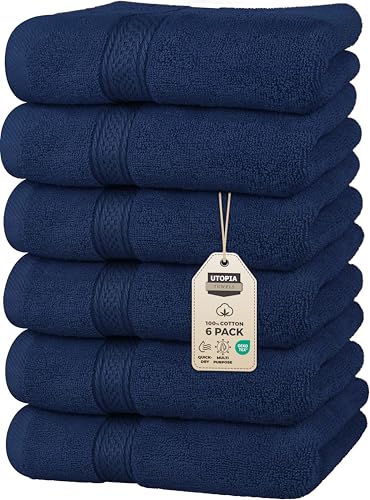 Utopia Towels - Handtücher Set aus Baumwolle - 100% Baumwolle ultraweich und sehr saugfähig, 41x71 cm - 6er Pack (Marineblau)