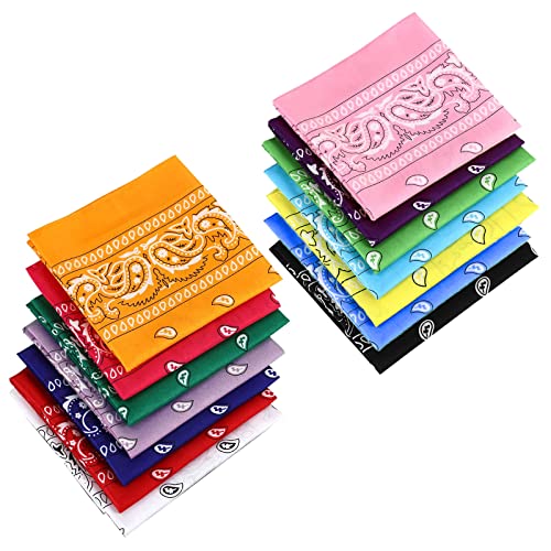 Eyeleaf 14 Stück Bandana Baumwolle Bandana Damen Herren Bandanas Bunte Paisley Kopfbedeckung Schal für Haare Hals Handgelenk Krawatte Kopf