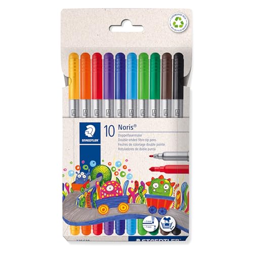 STAEDTLER Noris 320 Doppelfasermaler – 10er Set, 1,0 & 3,0 mm