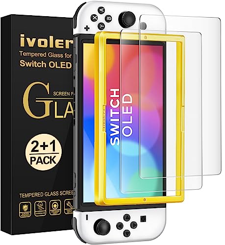 ivoler Matt Anti Reflex Schutzfolie für Nintendo Switch OLED, Entspiegelnd Panzerglas Mit Positionierhilfe [Blendschutz][Niedrige Reflexion][Anti- Kratzer][Bläschenfrei][9H Härte], 2 Stücke