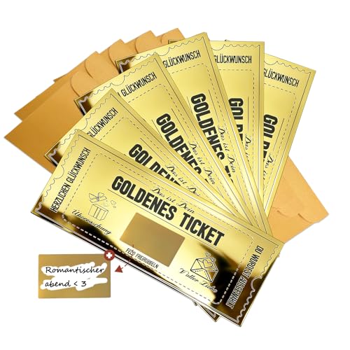 Rehecher 6 stück goldenes ticket,wunschgutschein,Rubbellose,Gutschein zum selber ausfüllen,Gutscheinkarte zu Weihnachten,Gutschein geburtstag,Einzigartige und kreative Geschenkkarten