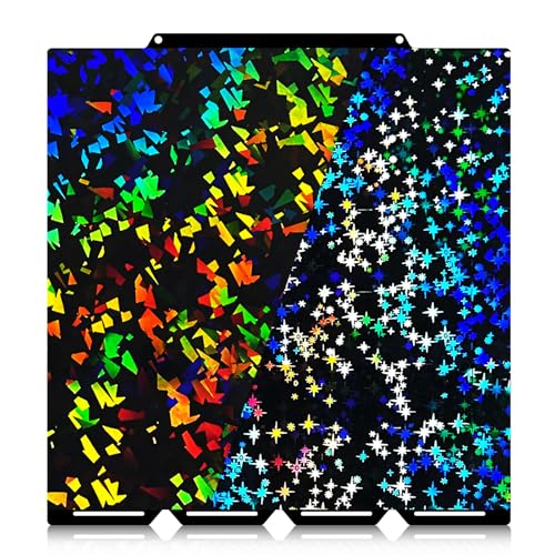 IdeaFormer Holographic U1 Druckplatte für Snapmaker 276x293mm, Rainbow Confetti PEF+Galaxy PEY U1 Build Plate Spring Steel Druckbett für Snapmaker U1 3D Drucker Plattformen