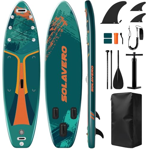 SOLAVERO SUP Board for Adults, Multifunktional Stand up Paddling Board mit Allem Zubehör, 353/335/304cm Stand up Paddle Board mit Verstellbares Paddel, Reiserucksack, Anfänger, Fortgeschrittene
