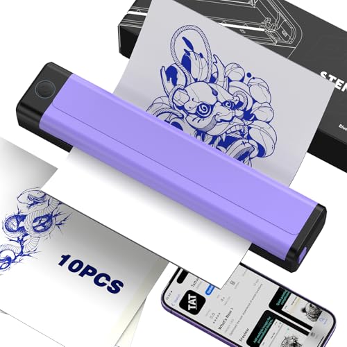Wormhole Tattoo Drucker, Tattoo Drucker Bluetooth with 10 Stencil Papier, 2000mAh Tattoo Printer Kompatibel mit Smartphones and PC, Stencil Drucker für Tattoo Künstler