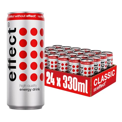 effect Energy Drink CLASSIC – Tray mit 24 x 330 ml Energy Dosen Einweg, Koffeinhaltiges Erfrischungsgetränk mit B-Vitaminen – einzigartiger & erfrischender Geschmack, vegan