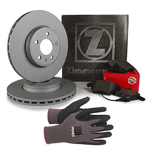 Inspektionspaket Zimmermann Bremsen Set inkl. Bremsscheiben 312 mm und Bremsbeläge für vorne, 100% passend für Ihr Fahrzeug, inkl. Priner Montagehandschuhe, AN120