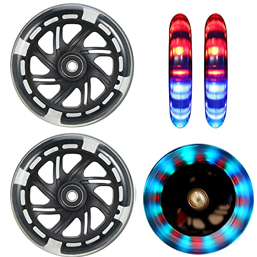 2 Stück Roller Ersatzrad 120mm LED Roller Rollen mit ABEC-9 Kugellager 120mm LED Blinker für Micro Globe Scooter Schwarz