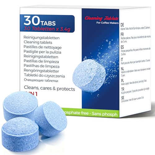 Reinigungstabletten Kaffeevollautomaten - 30 Stück Entkalkungstabletten Kaffeevollautomat Kompatibel Mit Jura, Delonghi, Siemens, Krups, Tassimo, Miele, EQ Series, Ersatz für Jura Reinigungstabletten