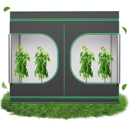 PEILU Growzelt Komplettset für Hydrokulturen 240x120x200cm Zuchtzelte mit Transparentes Sichtfenster, Reflektierendes Mylar, Herausnehmbare Bodenwanne & Zubehörkanal für Hydroponik & Indoor-Anbau