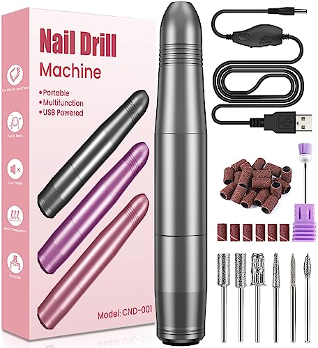 Nagelfräser, Nagelfräser für Gelnägel, Elektrische Nagelfeile 20000 u/Min Verstellbare Geschwindigkei Fräser für gelnägel, Pediküre Maniküre Set für Nagelhaut Shellac Acrylgel