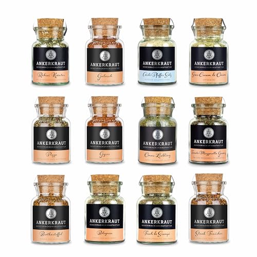 Ankerkraut Gewürz Set mit 12 Gewürzen: Best of Ankerkraut 3, leckere Zutaten für vielfältigen Geschmack in der Küche und am Grill, Fleisch und Gemüse im Handumdrehen zubereiten…