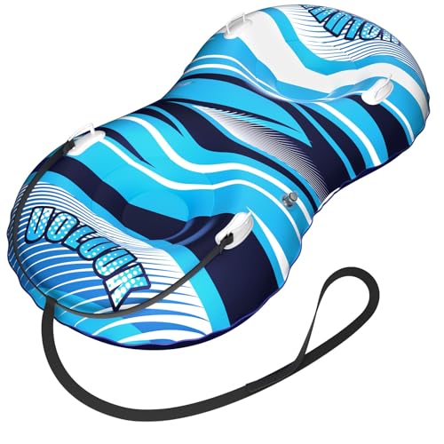 UOLUUK Snow Tube mit Zugseil, 2-Personen robuster aufblasbarer Rodel für Kinder und Erwachsene Premium abriebfester verdickter Boden Rodelschläuche für den Winter im Freien Doppel-Reparatur-Set im