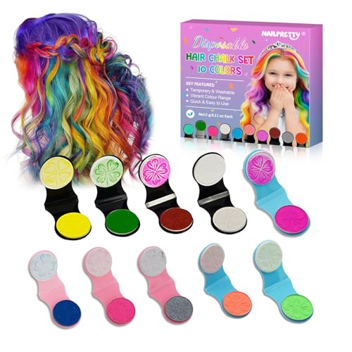 10 Farben Haarkreide Deluxe Set, Tragbare Nicht Klebrige Temporäre Haarfarbe, Haarkreide zum Haare Färben Spielzeug für Weihnachten, Hair Chalk Geschenke für mädchen