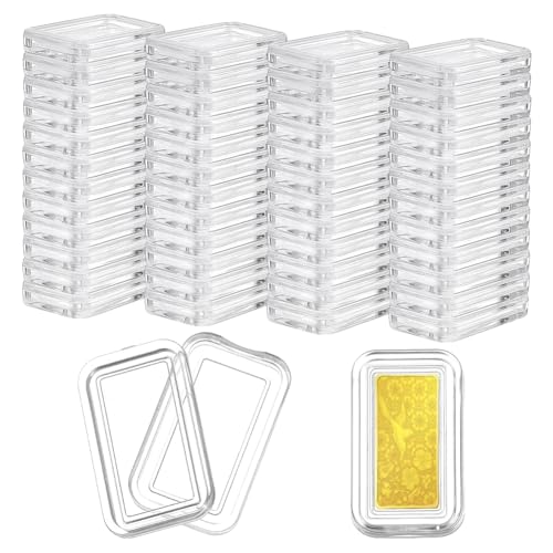 FINGERINSPIRE 50 Stück Acryl Silberbarren Etui Mit Deckel Durchsichtig Aufbewahrungsbox Für Goldbarren Kunststoffkapsel Aufbewahrungsbehälter Für 1 Unzen Silberbarren (2.05x1.05cm Innendurchmesser)