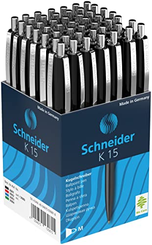 Schneider K15 Kugelschreiber, 50 Stück, Schwarz