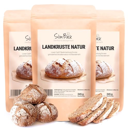 SlimBack LOWER-CARB-BROTBACKMISCHUNG - 3er Pack - Keto, vegan & glutenfrei, Eiweiss-Brot-Alternative ohne Soja und Getreide
