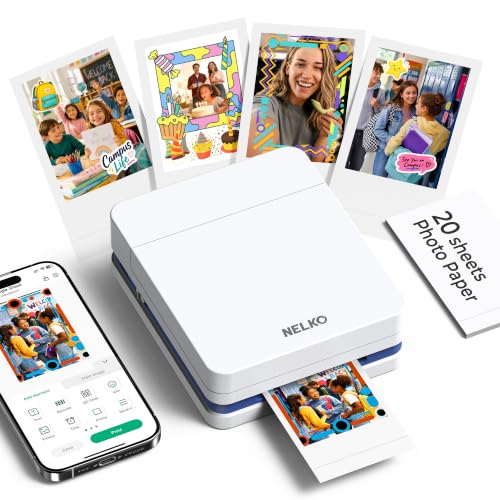 Nelko Fotodrucker für Smartphone, PP01 Mini Fotodrucker, 20 Blatt, Weiß
