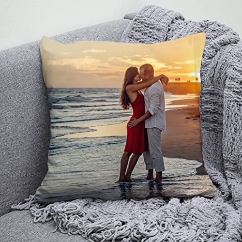 Anlewo FotoKissen Selbst gestalten 40 x 40 cm Doppelseitig - mit eigenem Foto -Optionaler Kisseneinsatz - Personalisierte Geschenk-Idee, Geburtstag, Valentinstag