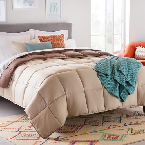 Linenspa 4 Jahreszeiten Bettdecke aus Microfaser – Ganzjahresdecke – Ultraweich – Steppdecke 135x200 cm, Beige / Braun