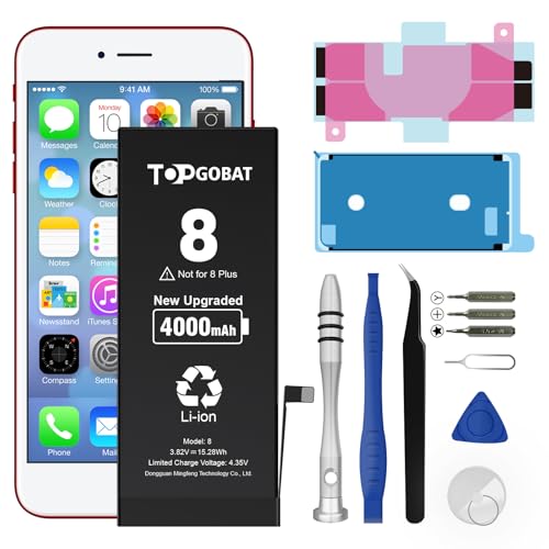 TOPGOBAT Ersatzakku für iPhone 8, 4000 mAh Hochleistungsakku für Modelle (A1863, A1905, A1906) mit Ersatzwerkzeugsatz