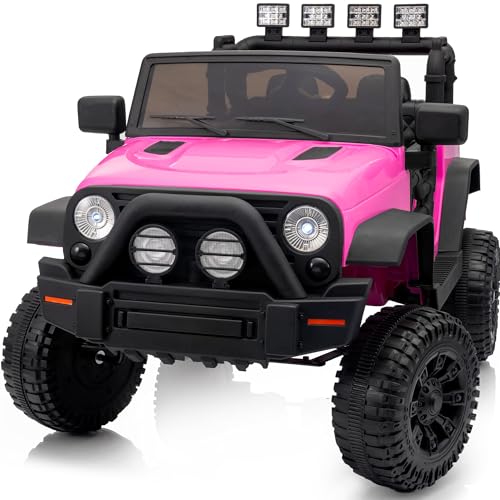 Outfunny Elektroauto für Kinder, 12V Kinder Elektroauto mit Fernbedienung, LED-Leuchten - Rosa