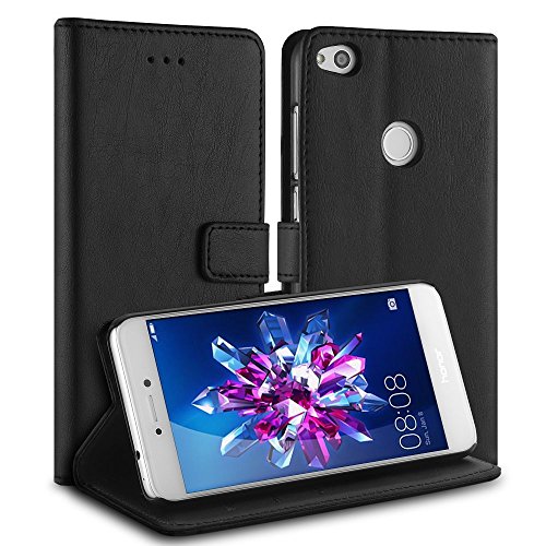Simpeak Hülle Kompatibel für Huawei P8 Lite 2017, Handyhülle Kompatibel mit Huawei P8 Lite 2017 Leder Flipcase [Kartensteckplätze] [Stand Feature] [Magnetic Closure Snap],Schwarz