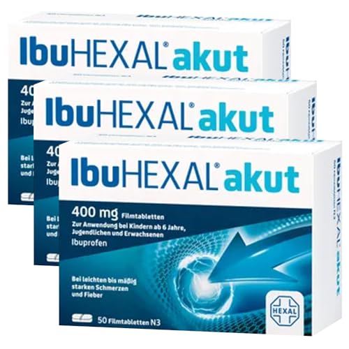 IbuHEXAL® akut 400 mg Filmtabletten | 3x50 Stk | Trifft den Schmerz | Für den Fall der Fälle immer im Haus | Ibuprofen | Kopfschmerzen, Zahnschmerzen, Rückenschmerzen, Fieber