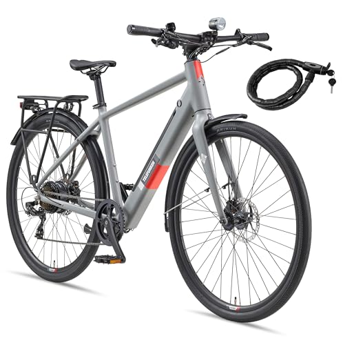 TELEFUNKEN E-Bike 28 Zoll Fahrrad für Damen & Herren | Pedelec Urban Citybike 7-Gang Kettenschaltung | Hydr. Scheibenbremsen | inkl. Panzerschloss | Elektrofahrrad 250 W Heckmotor | 475 Wh Li-Ion-Akku