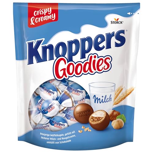 Knoppers Goodies Knusper Minis – 1 x 180g – knusprige Waffelkugeln gefüllt mit Haselnussstücken, Milch- und Nougatcreme, umhüllt von Schokolade